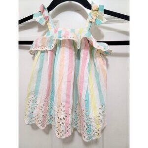 Baby Girls Striped Sundress With Bow Straps 3-6 Months Colorful Pastel Design 10